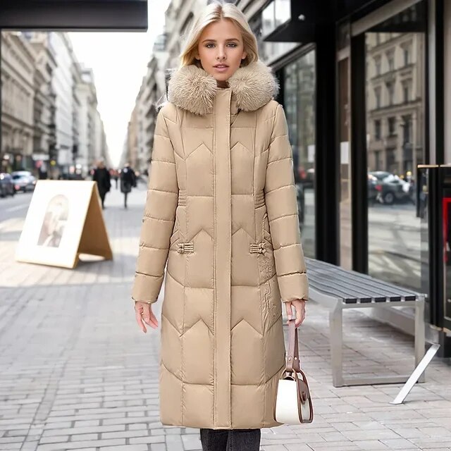 New Winter Jacket Women Parka Fashion Long Thick and Warm Coat Hooded Parkas Loose with Fur Collar Warm Snow Wear Padded Clothes