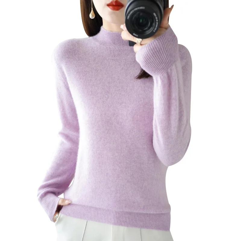 Women's Sweater Autumn Winter Turtleneck Solid Pullovers Bottoming Shirt Knitwear Long Sleeve Casual Spring Basic Tops Sweater