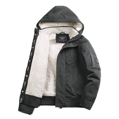 TELLHIGH Winter Men's Bomber Jacket Casual Male Outwear Fleece Warm Hooded Coats Fashion Retro Military Jackets Brand Clothing