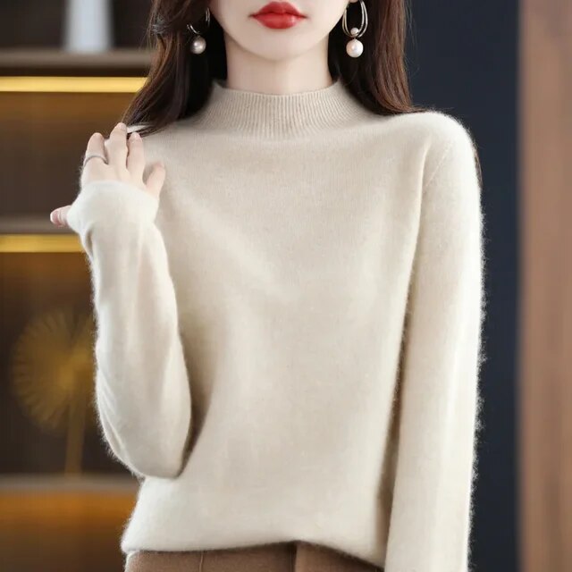 Women Sweaters Autumn Winter Long Sleeve Pullovers Knitwears Warm Pullovers Korean Cashmere Bottoming Shirts Slim Fit Jumper