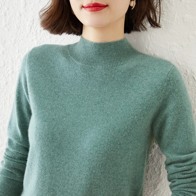 Women's Sweater Autumn Winter Turtleneck Solid Pullovers Bottoming Shirt Knitwear Long Sleeve Casual Spring Basic Tops Sweater