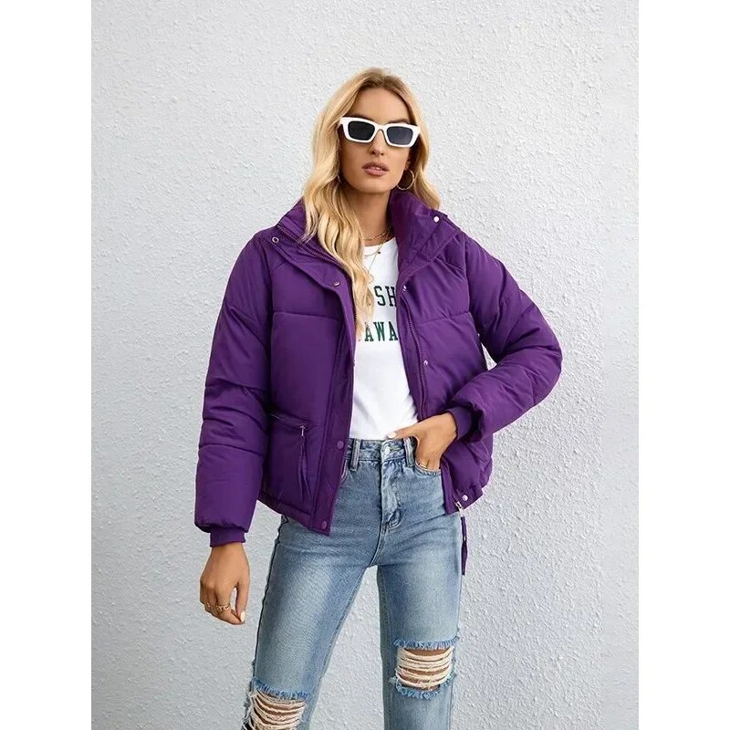 Winter New Casual Cotton Coat Women's Short Korean Parkas Stand Up Collar Thickened Bread Down Puffer Jacket Women