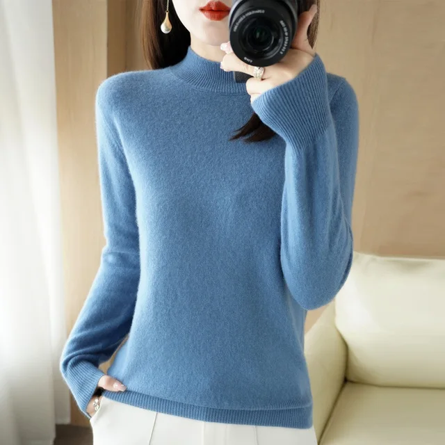 Women's Sweater Autumn Winter Turtleneck Solid Pullovers Bottoming Shirt Knitwear Long Sleeve Casual Spring Basic Tops Sweater
