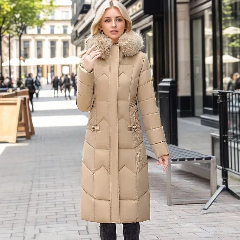 New Winter Jacket Women Parka Fashion Long Thick and Warm Coat Hooded Parkas Loose with Fur Collar Warm Snow Wear Padded Clothes
