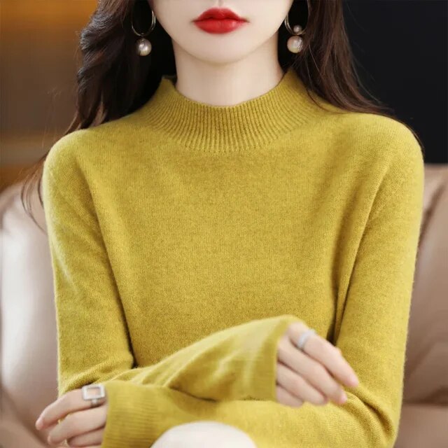 Women Sweaters Autumn Winter Long Sleeve Pullovers Knitwears Warm Pullovers Korean Cashmere Bottoming Shirts Slim Fit Jumper