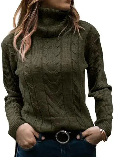 Turtleneck Jumper Women High Turtle Neck Sweater Ladies Knitted Chunky Warm Pullover Sweater Top Long Sleeve Fuzzy Sweater