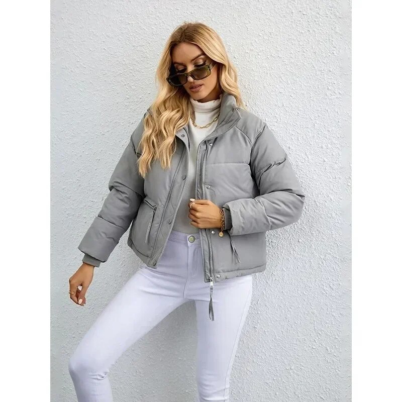 Winter New Casual Cotton Coat Women's Short Korean Parkas Stand Up Collar Thickened Bread Down Puffer Jacket Women