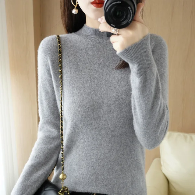 Women's Sweater Autumn Winter Turtleneck Solid Pullovers Bottoming Shirt Knitwear Long Sleeve Casual Spring Basic Tops Sweater