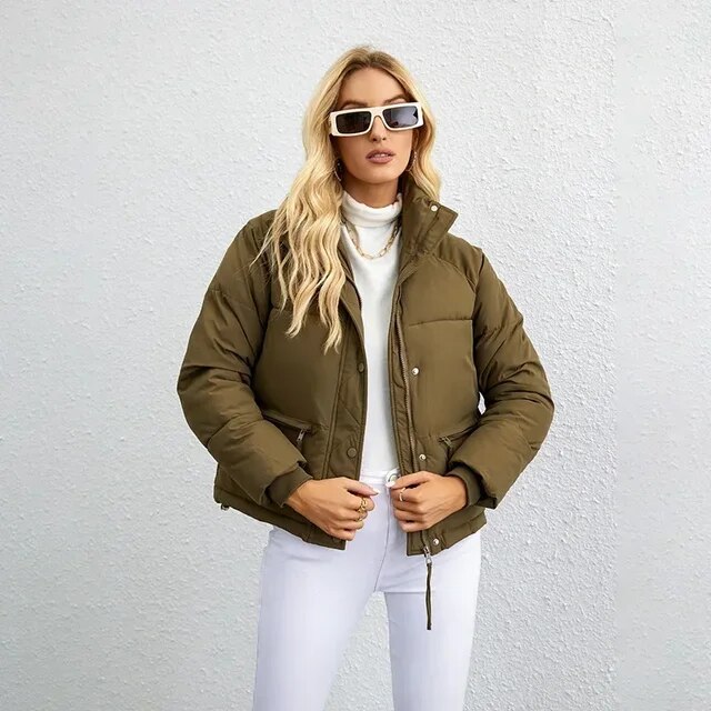 Winter New Casual Cotton Coat Women's Short Korean Parkas Stand Up Collar Thickened Bread Down Puffer Jacket Women