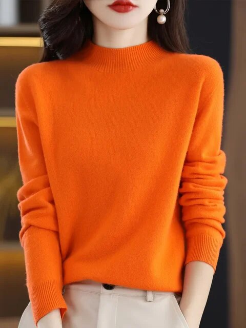 Women Sweaters Autumn Winter Long Sleeve Pullovers Knitwears Warm Pullovers Korean Cashmere Bottoming Shirts Slim Fit Jumper