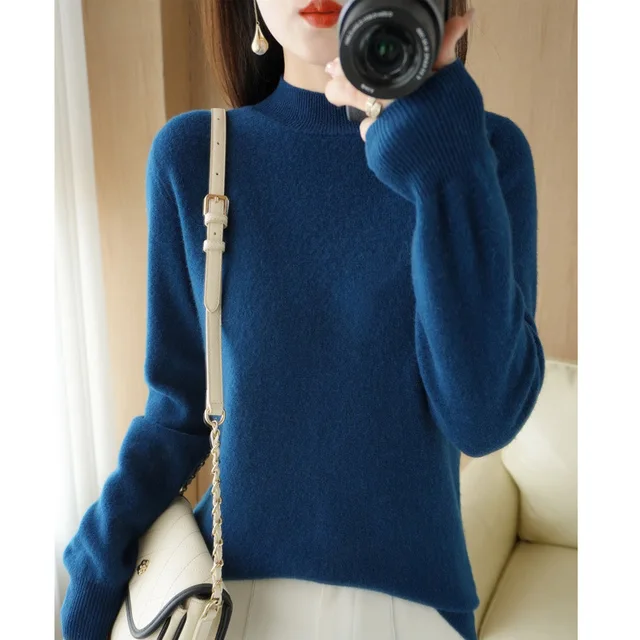Women's Sweater Autumn Winter Turtleneck Solid Pullovers Bottoming Shirt Knitwear Long Sleeve Casual Spring Basic Tops Sweater