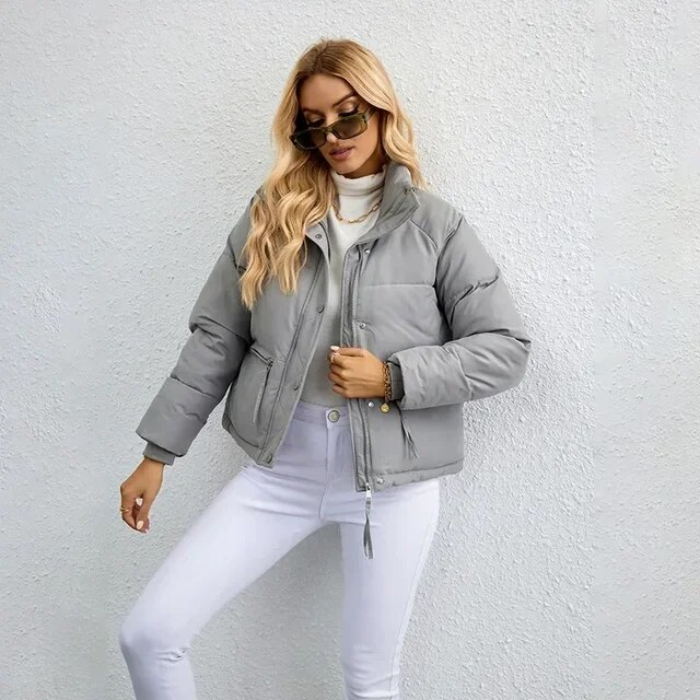 Winter New Casual Cotton Coat Women's Short Korean Parkas Stand Up Collar Thickened Bread Down Puffer Jacket Women
