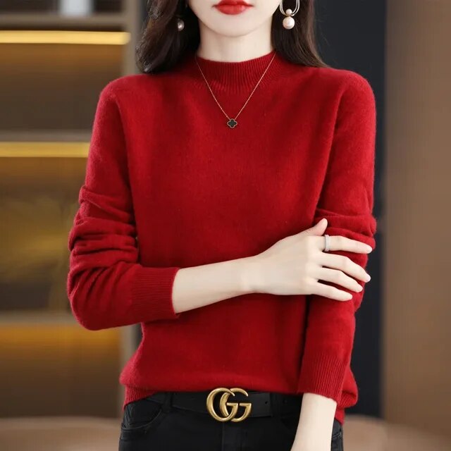 Women Sweaters Autumn Winter Long Sleeve Pullovers Knitwears Warm Pullovers Korean Cashmere Bottoming Shirts Slim Fit Jumper