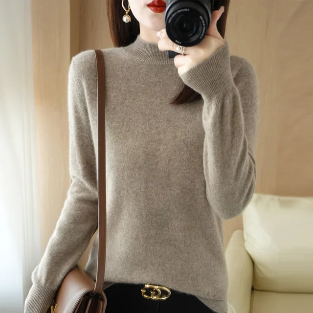 Women's Sweater Autumn Winter Turtleneck Solid Pullovers Bottoming Shirt Knitwear Long Sleeve Casual Spring Basic Tops Sweater