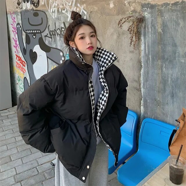 Winter Autumn Parka Coat Women's Jacket Thick Warm Women Fashion Black Cotton Coats Women Elegant Zipper Oversize Jackets Tops