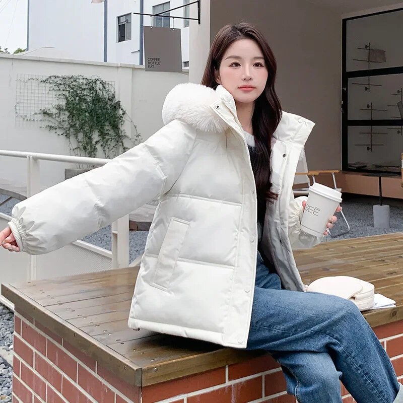 Winter Women Parka Coats Long Cotton Casual Fur Hooded Jackets Thick Warm Slim-fit Jacket Female Overcoat Clothing