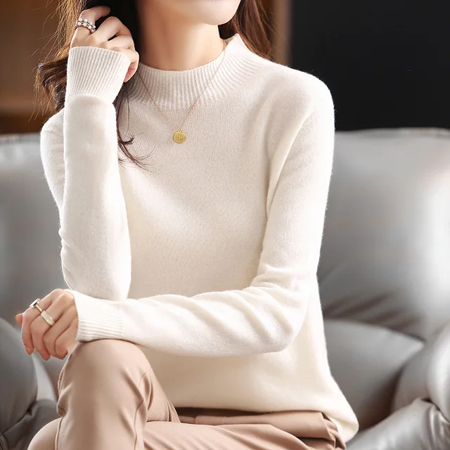 Women's Sweater Autumn Winter Turtleneck Solid Pullovers Bottoming Shirt Knitwear Long Sleeve Casual Spring Basic Tops Sweater