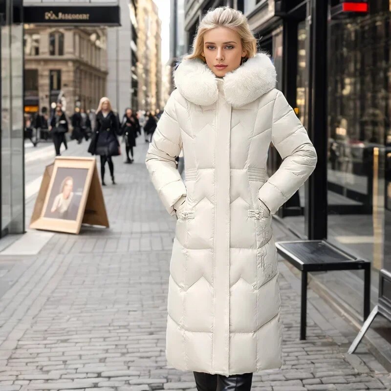 New Winter Jacket Women Parka Fashion Long Thick and Warm Coat Hooded Parkas Loose with Fur Collar Warm Snow Wear Padded Clothes