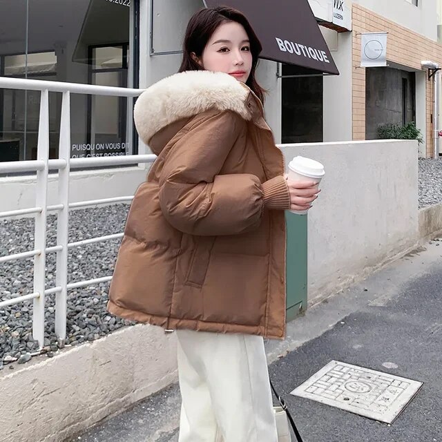 Winter Women Parka Coats Long Cotton Casual Fur Hooded Jackets Thick Warm Slim-fit Jacket Female Overcoat Clothing
