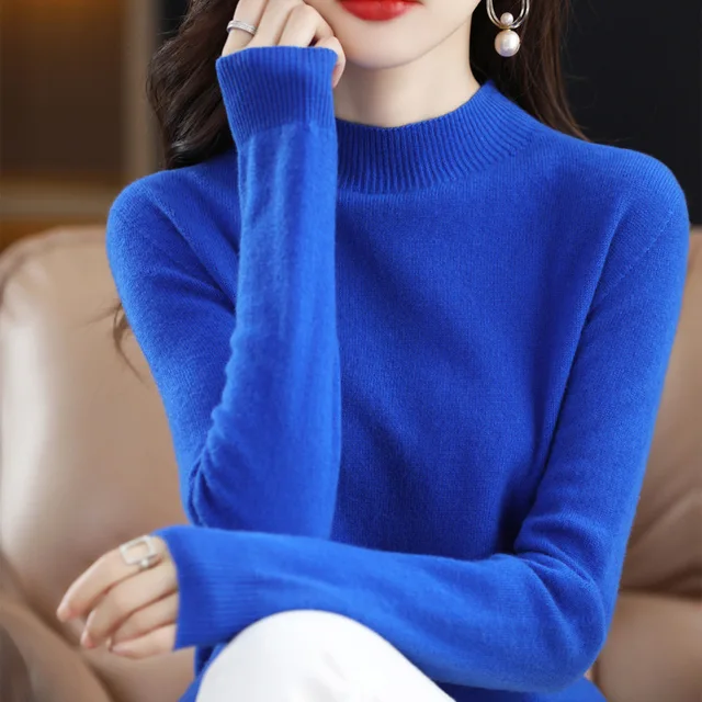 Women's Sweater Autumn Winter Turtleneck Solid Pullovers Bottoming Shirt Knitwear Long Sleeve Casual Spring Basic Tops Sweater
