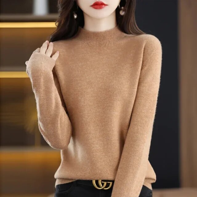 Women Sweaters Autumn Winter Long Sleeve Pullovers Knitwears Warm Pullovers Korean Cashmere Bottoming Shirts Slim Fit Jumper