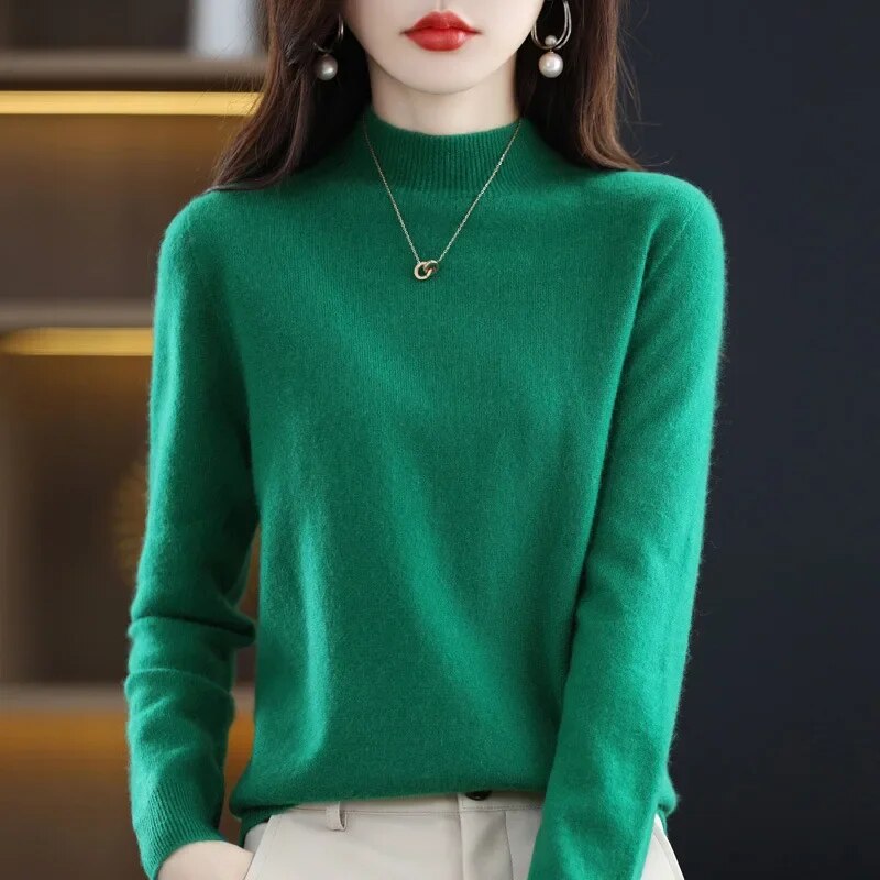 Women Sweaters Autumn Winter Long Sleeve Pullovers Knitwears Warm Pullovers Korean Cashmere Bottoming Shirts Slim Fit Jumper