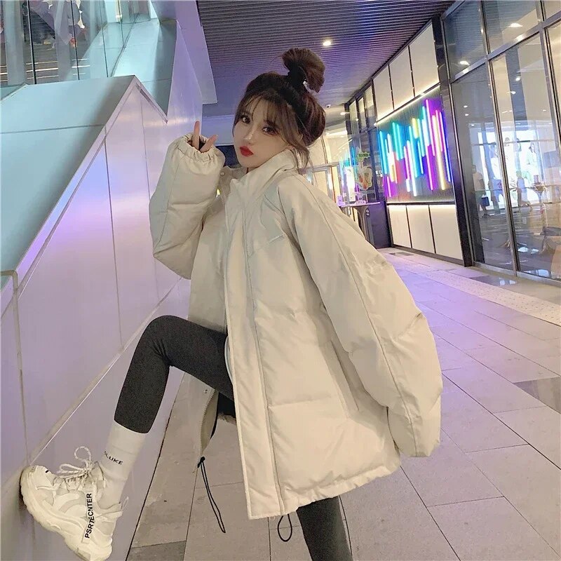 Winter Jacket Women Klein Blue Parkas Thicken Warm Coat Stand Collar Solid Color Casual Parka Fashion New Streetwear Outerwear