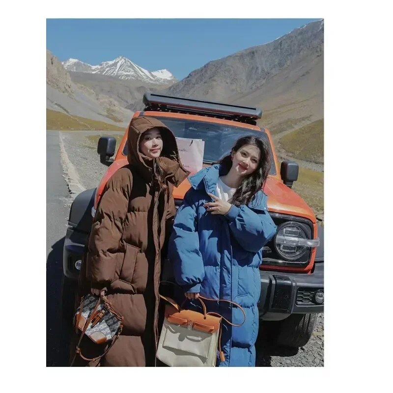 Winter Thickened Down Padded Coat Hooded Women Korean Loose Solid Color Long Over The Knee Padded Coat New Parkas