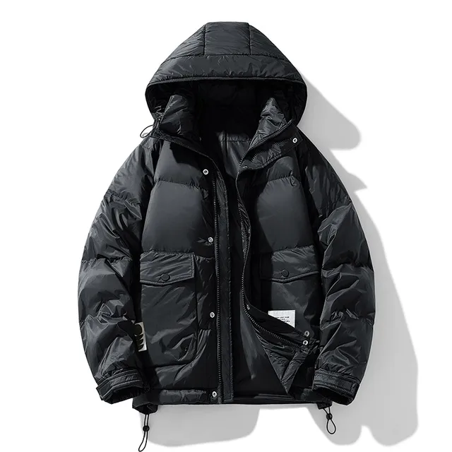 UETEEY  New Winter Jacket Men 80 White Duck Down Warm Thick Solid Hooded Male Parkas Fashion Outdoor Casual Mens Puffer Coat