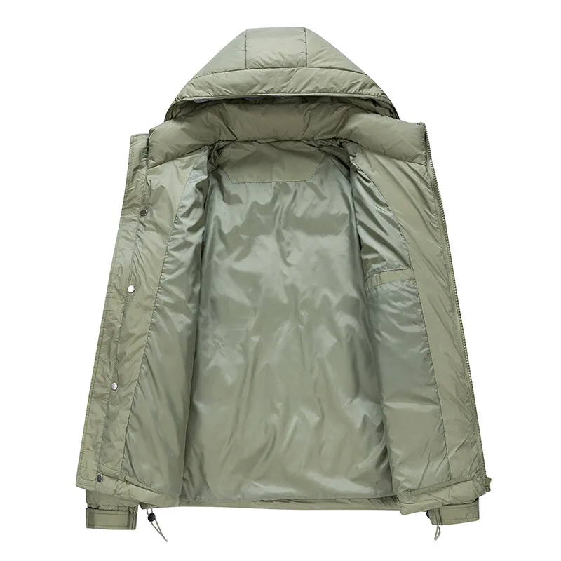 UETEEY  New Winter Jacket Men 80 White Duck Down Warm Thick Solid Hooded Male Parkas Fashion Outdoor Casual Mens Puffer Coat