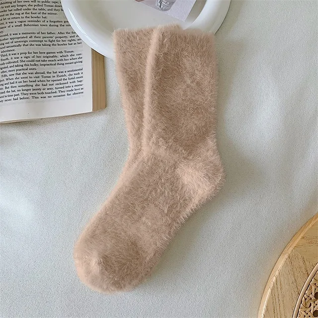 Women Solid Cozy Mink Velvet Socks Autumn Winter Hosiery Thicken Warm Pure Color Sleep Bed Floor Home Fluffy Sock Harajuku
