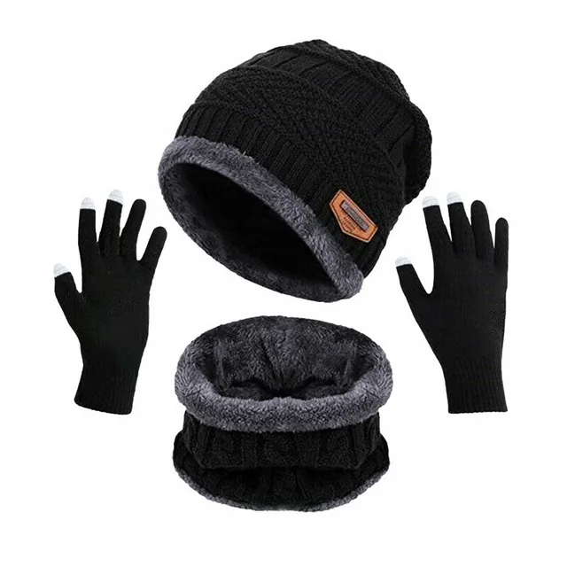 Winter Wool Neck Scarf Cap For Men Women Thick Warm Velvet Beanie Hat Knitted Hat Outdoor Riding Hat Mask Bonnet Hats Set Scarf