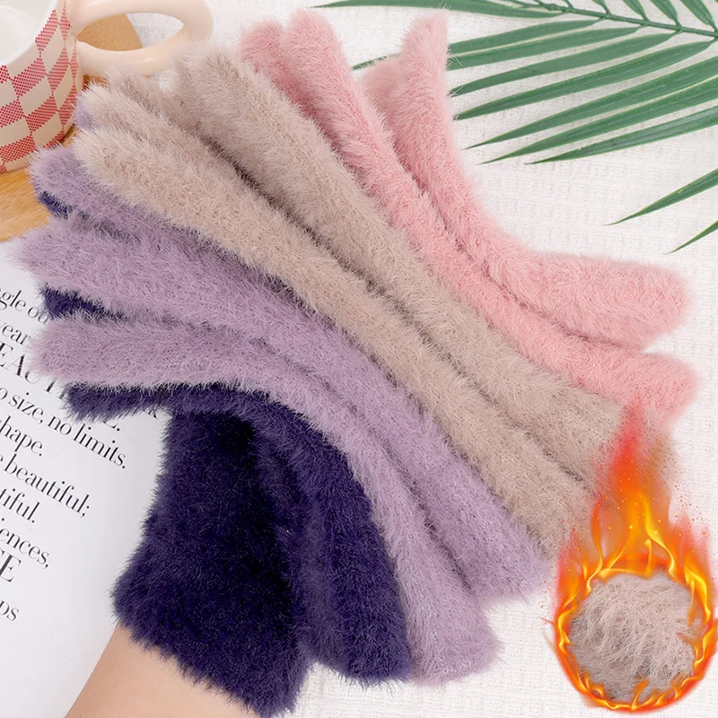 Soft Fluffy Winter Touchscreen Gloves Women Girls Imitate Rabbit Fur Plush Warm Fingerless Mink Fleece Index Half Finger Mittens