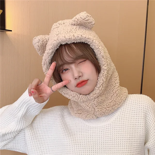 New Solid Knitted Thermal Windproof Scarf Hat Glove 3 Pieces Sets Women 2023 Winter Thick Warm Vintage Female Fashion Shawl