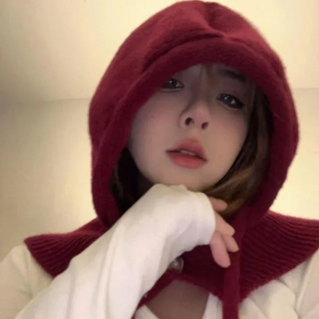 Winter Balaclava Hats For Women Knitted Hooded Caps Solid Color Outdoor Warmer Drawstring Hat One-Piece Neck Collar Beanies Caps