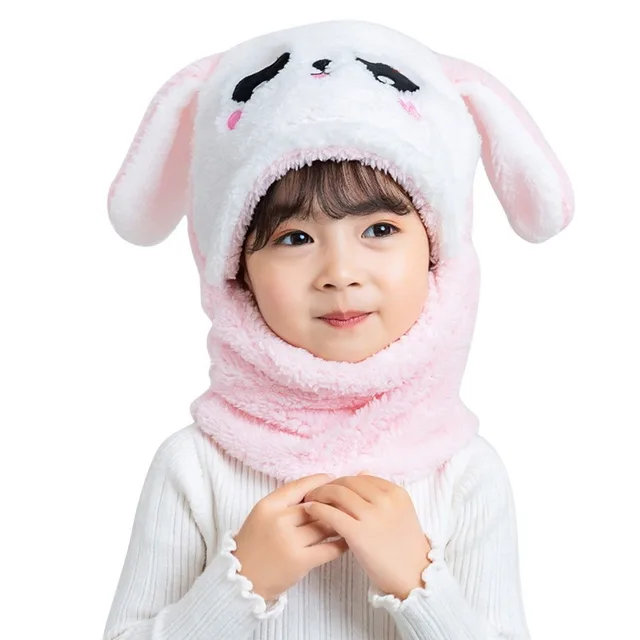 Cute Children Cartoon Scarf Hat Autumn Winter Girls Boys Scarf Thicken Cap Newborn Baby Stuff Children Hat Plus Fleece Kids Caps