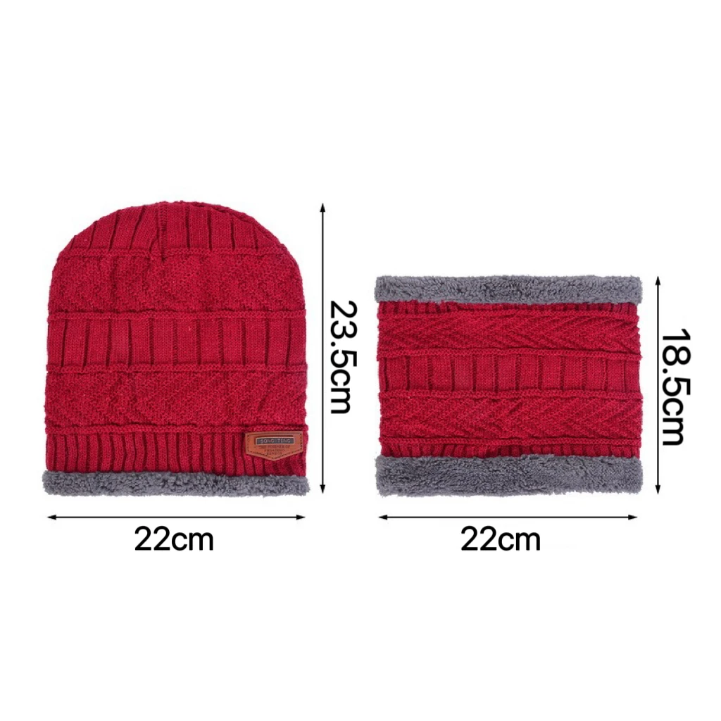 Winter Wool Neck Scarf Cap For Men Women Thick Warm Velvet Beanie Hat Knitted Hat Outdoor Riding Hat Mask Bonnet Hats Set Scarf