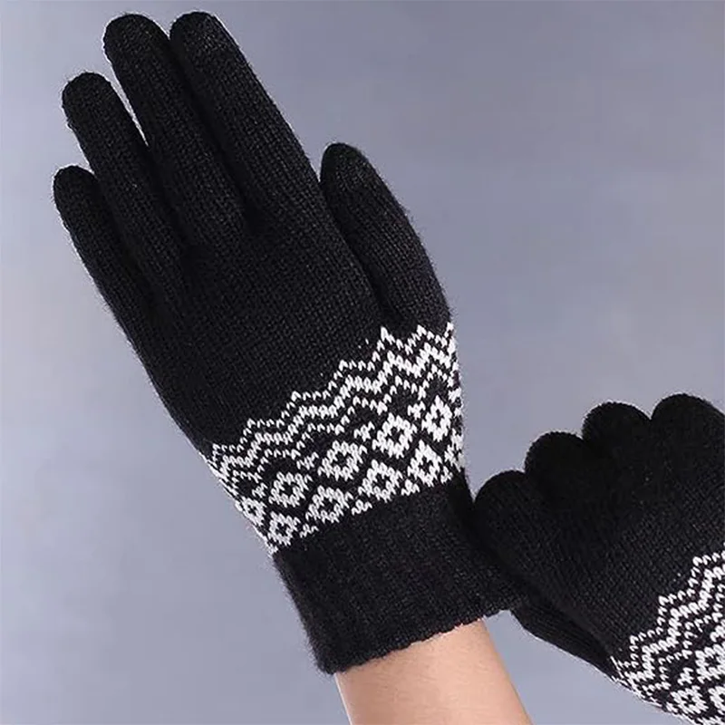 Woolen Crochet Knitted Winter Gloves for Women Men TouchScreen Warm Stretch Mittens Full Finger Thicken Guantes Driving Luvas