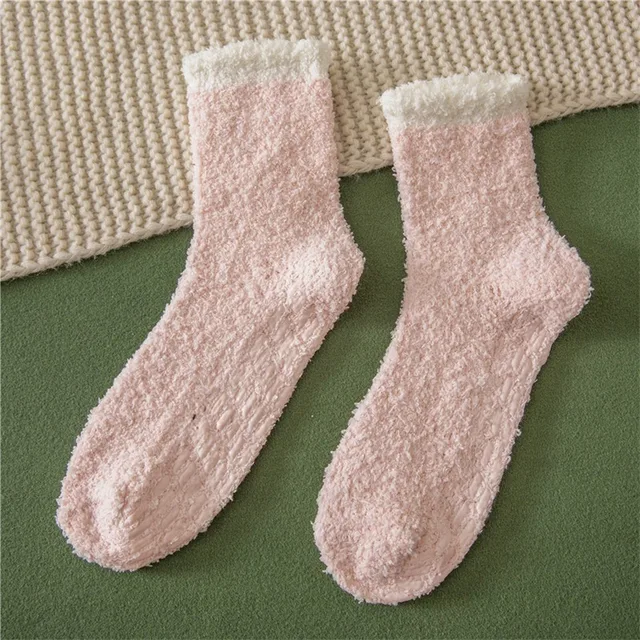 1 Pair Women's Fuzzy Socks with Non-Slip Grips Super Soft Woman Man Cold Protection Winter Warm Cozy Plush Slipper Socks