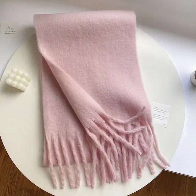 Winter Warm Solid Colors Scarf Women Men 2023 Cashmere Fashion Rainbow Thickened Long Tassel Shawl Autumn Outdoor Gifts