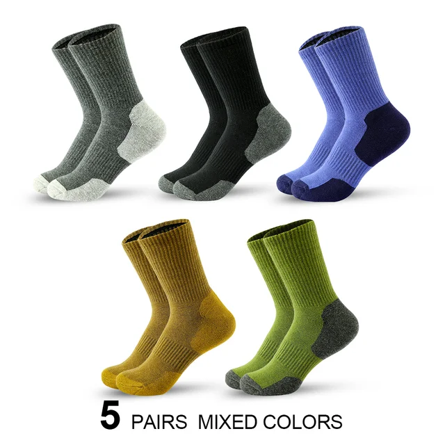 2023 New Autumn And Spring Men's Sports Socks Casual Color Matching Thick Warm Breathable High Quality Socks 5 Pairs EU 38-43