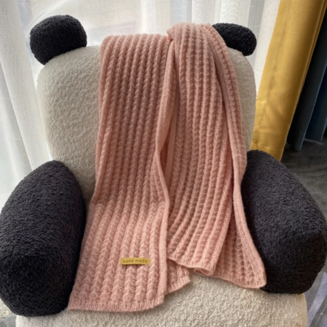 New Solid Knitted Thermal Windproof Scarf Women Men Girl Couple 2023 Winter Thick Warm Vintage Female Shawl Fashion Scarves