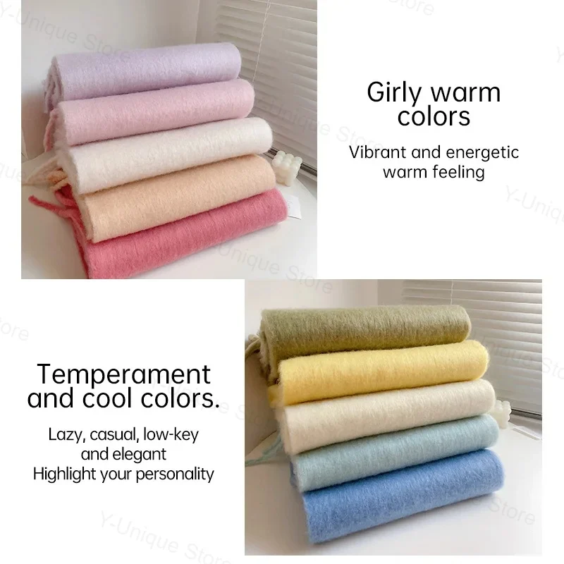 2023 Winter Cashmere Thick Plaid Scarf Women Men Luxury Long Soft Warm Neck Thick Solid Color Shawls Autumn Outdoor Gifts