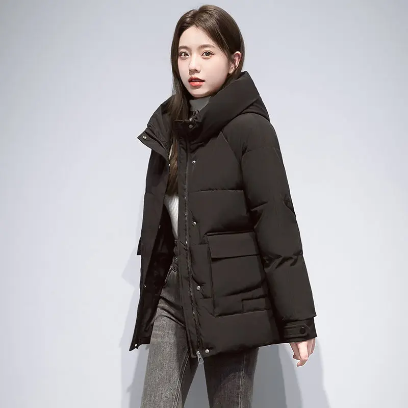 Thickening Women's Puffer Coat White Duck Down Short Women's Coats in Promotion Hooded 2023 New Woman Winter Coat Jackets Jacket