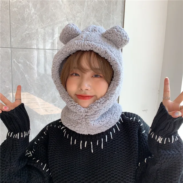 New Solid Knitted Thermal Windproof Scarf Hat Glove 3 Pieces Sets Women 2023 Winter Thick Warm Vintage Female Fashion Shawl