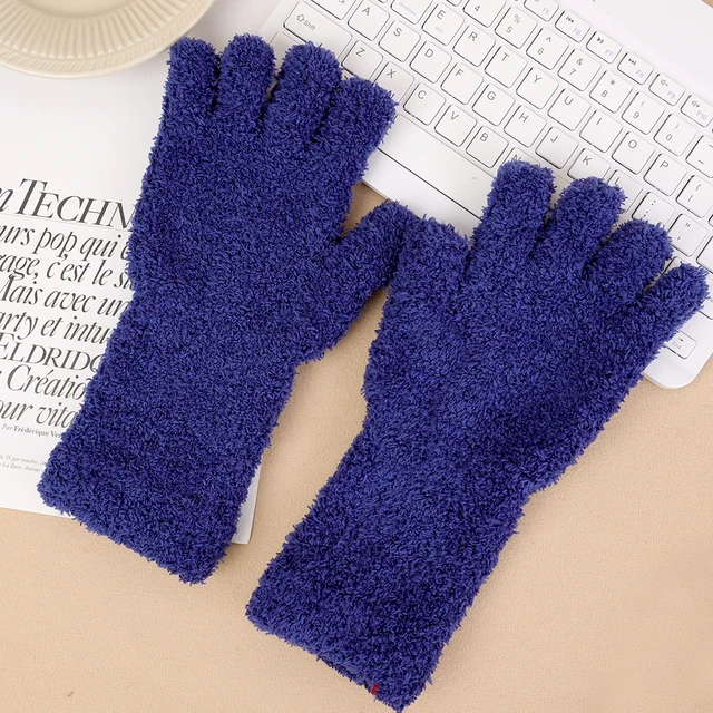 Women winter plush Gloves Solid Soft Thicken Coral Fleece Long arm Touchscreen Fingerless Glove Warm Half Finger Writing Mittens