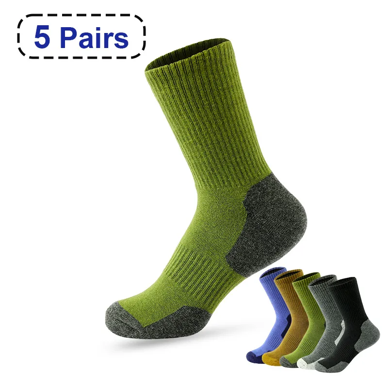 2023 New Autumn And Spring Men's Sports Socks Casual Color Matching Thick Warm Breathable High Quality Socks 5 Pairs EU 38-43