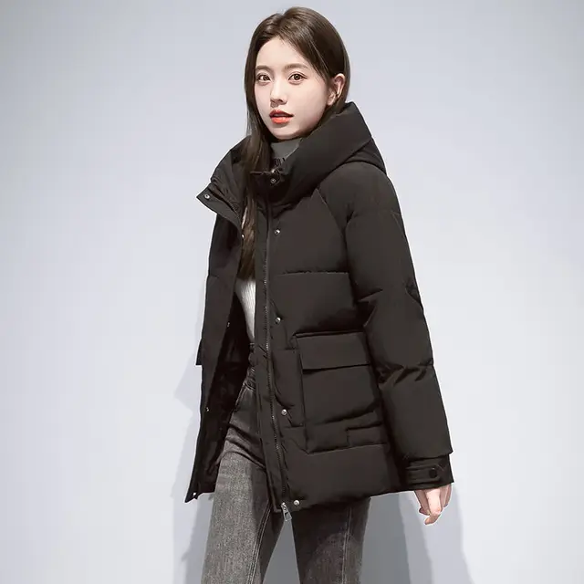 Thickening Women's Puffer Coat White Duck Down Short Women's Coats in Promotion Hooded 2023 New Woman Winter Coat Jackets Jacket