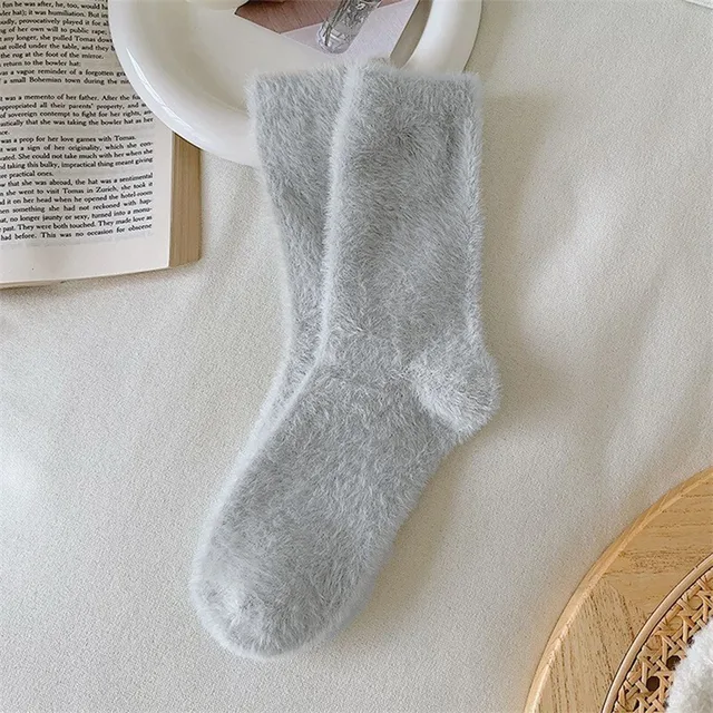 Women Solid Cozy Mink Velvet Socks Autumn Winter Hosiery Thicken Warm Pure Color Sleep Bed Floor Home Fluffy Sock Harajuku