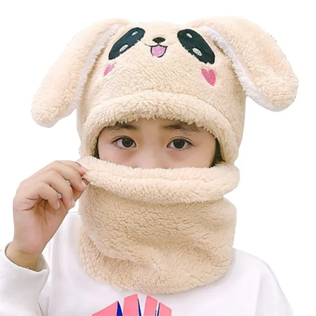 Cute Children Cartoon Scarf Hat Autumn Winter Girls Boys Scarf Thicken Cap Newborn Baby Stuff Children Hat Plus Fleece Kids Caps